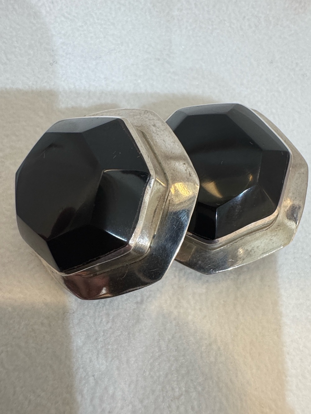 RARE Vintage Los Ballesteros MM34 Heavy Sterling Silver Onyx Statement Earrings